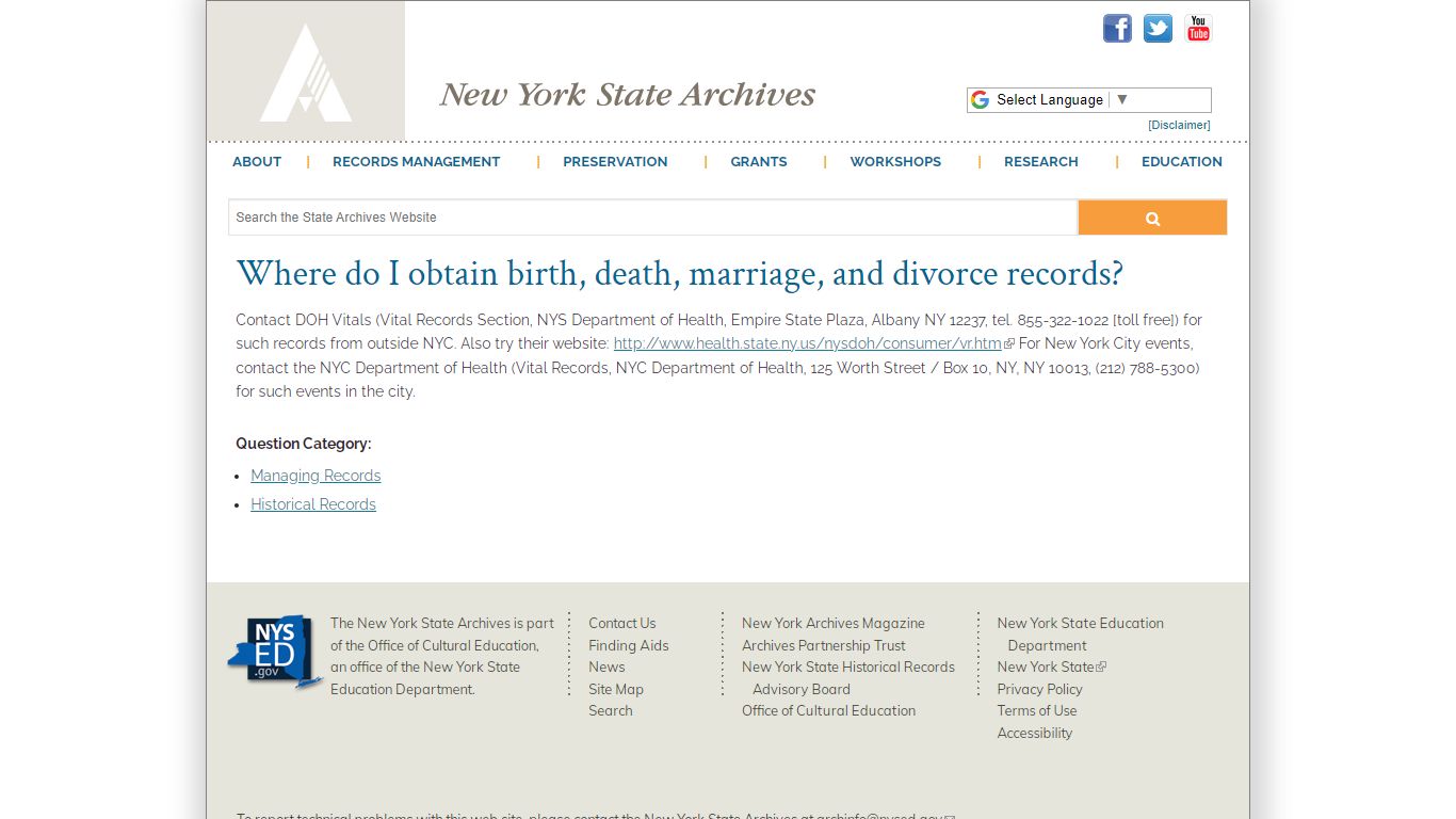 Where do I obtain birth, death, marriage, and divorce records?