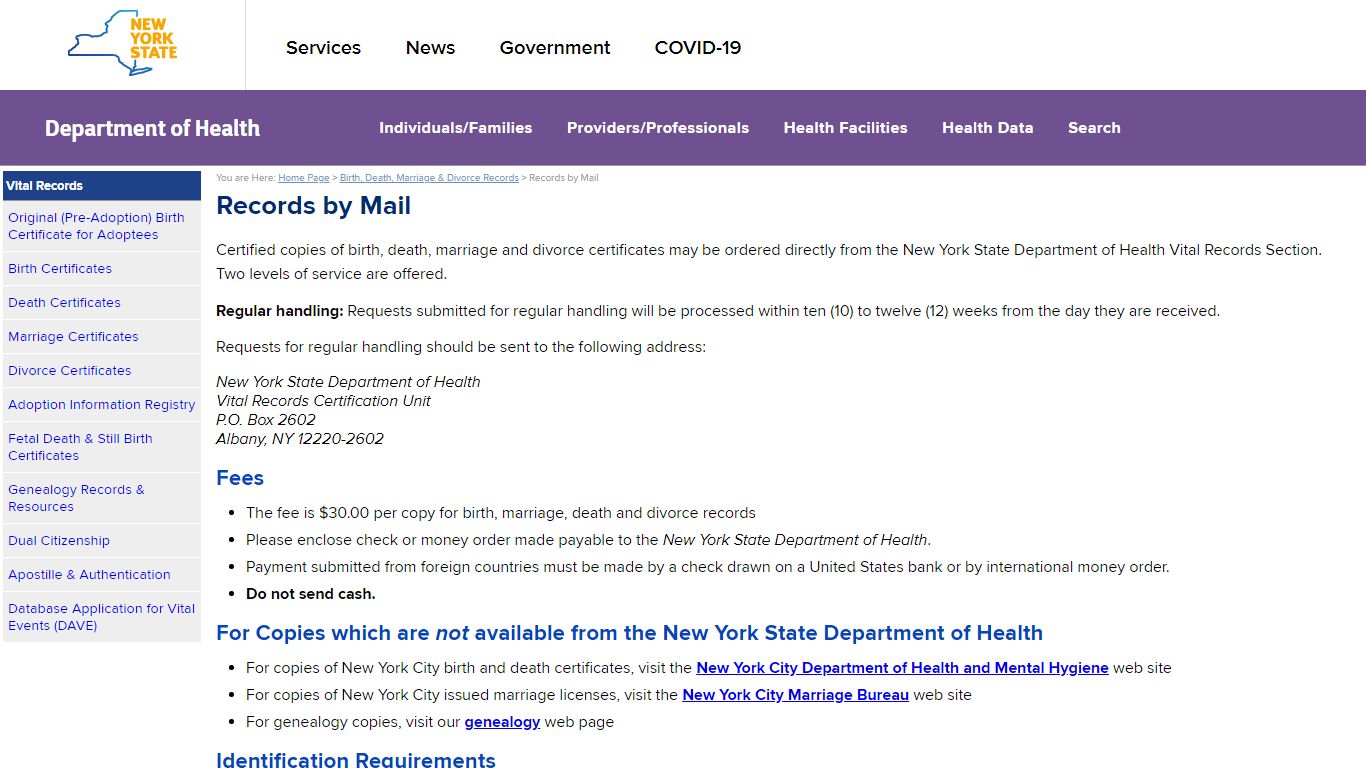 Ordering Birth, Death, Marriage & Divorce Records by Mail - New York ...